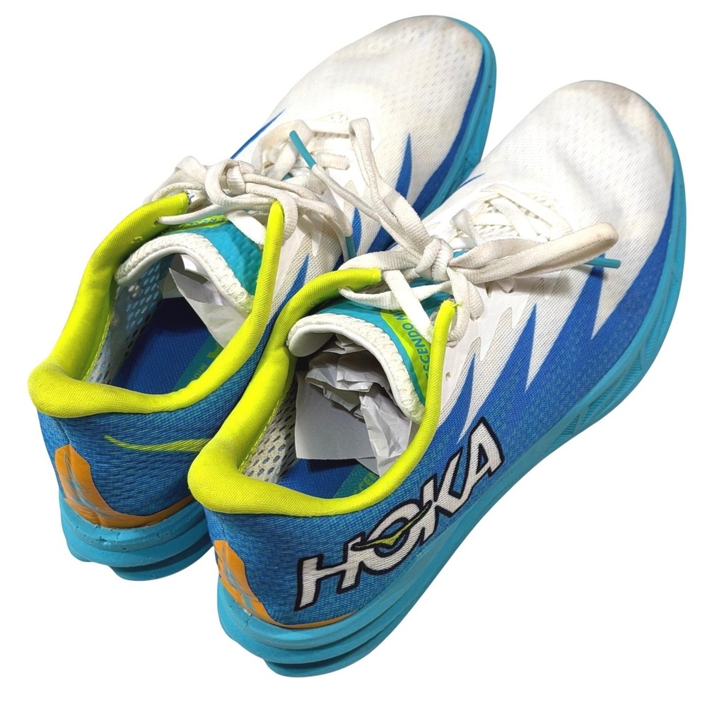Hoka One One Crescendo MD Track Field Spikes White Cyan Lime Mens 7.5 Womens 9